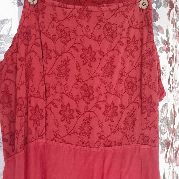 ALY WEAR Vintage 90s Red Sleeveless Midi Dress with Lace Top - Medium - Picture 4 of 8